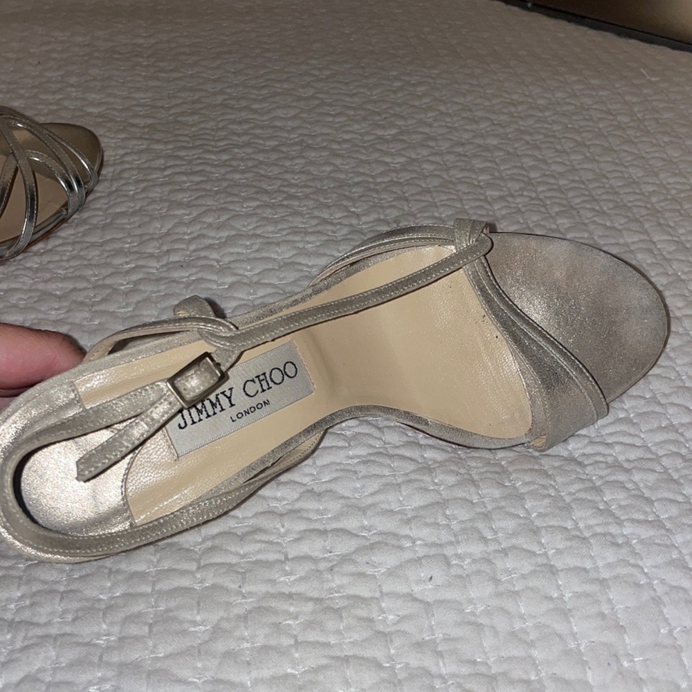 neutral strappy shimmer heel jimmy choo